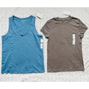 Universal Thread & A New Day Blue & Loden Tank Top & Ribbed Top  Set of 2 NEW L